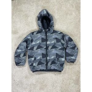 The North Face Boys Reversible Perrito Jacket Size S 7-8 Hooded Gray/Black Coat